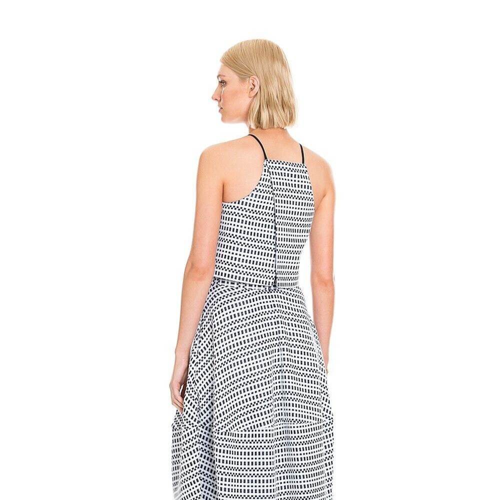 Country Road Womens Halterneck Cropped Cami Top Navy Blue Plaid Check Medium